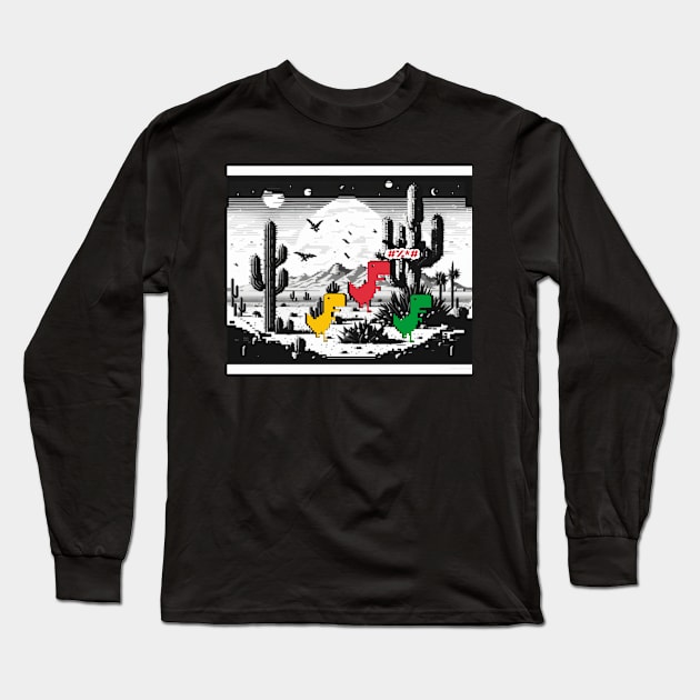 Pixelated T-Rex chrome Game no internet Long Sleeve T-Shirt by Choc7.YT